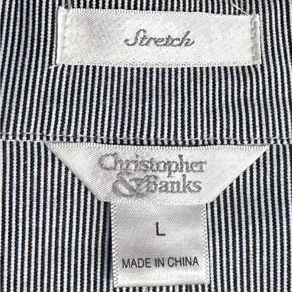 CHRISTOPHER & BANKS BLUE & WHITE PINSTRIPE STRETCH 2 PC SUIT Sz 10 - Picture 14 of 16